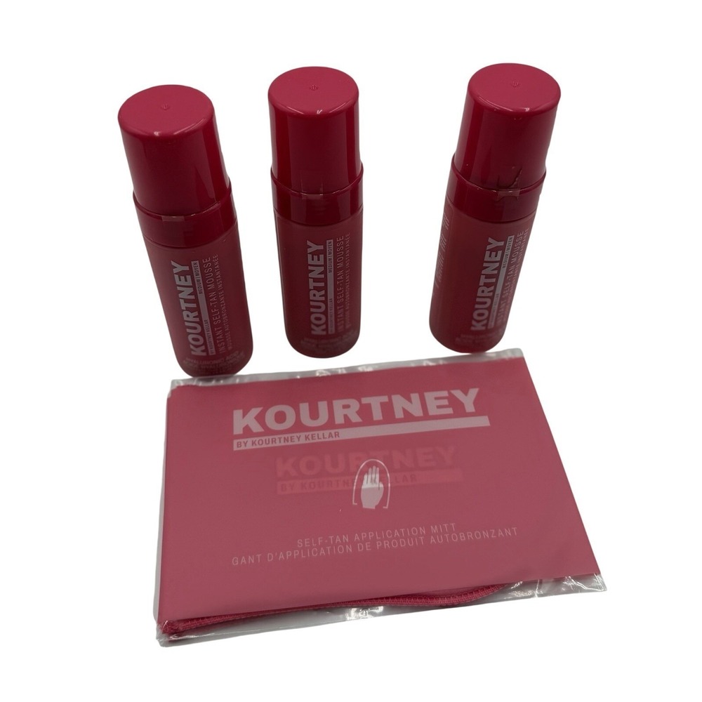 Kourtney By Kourtney Kellar Self Tan Mousse Mini Lot Of 3 + Applicator Mitt NEW